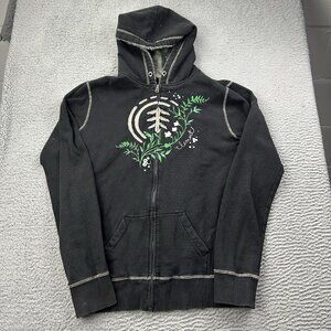 Element Full Zip Women’s Hoodie Black Y2K Size XL Embroidered Skater